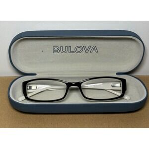 Bulova Rectangle‎ Eyeglasses Frames Chocolate Cream Two Tone 52-17-135 with Case